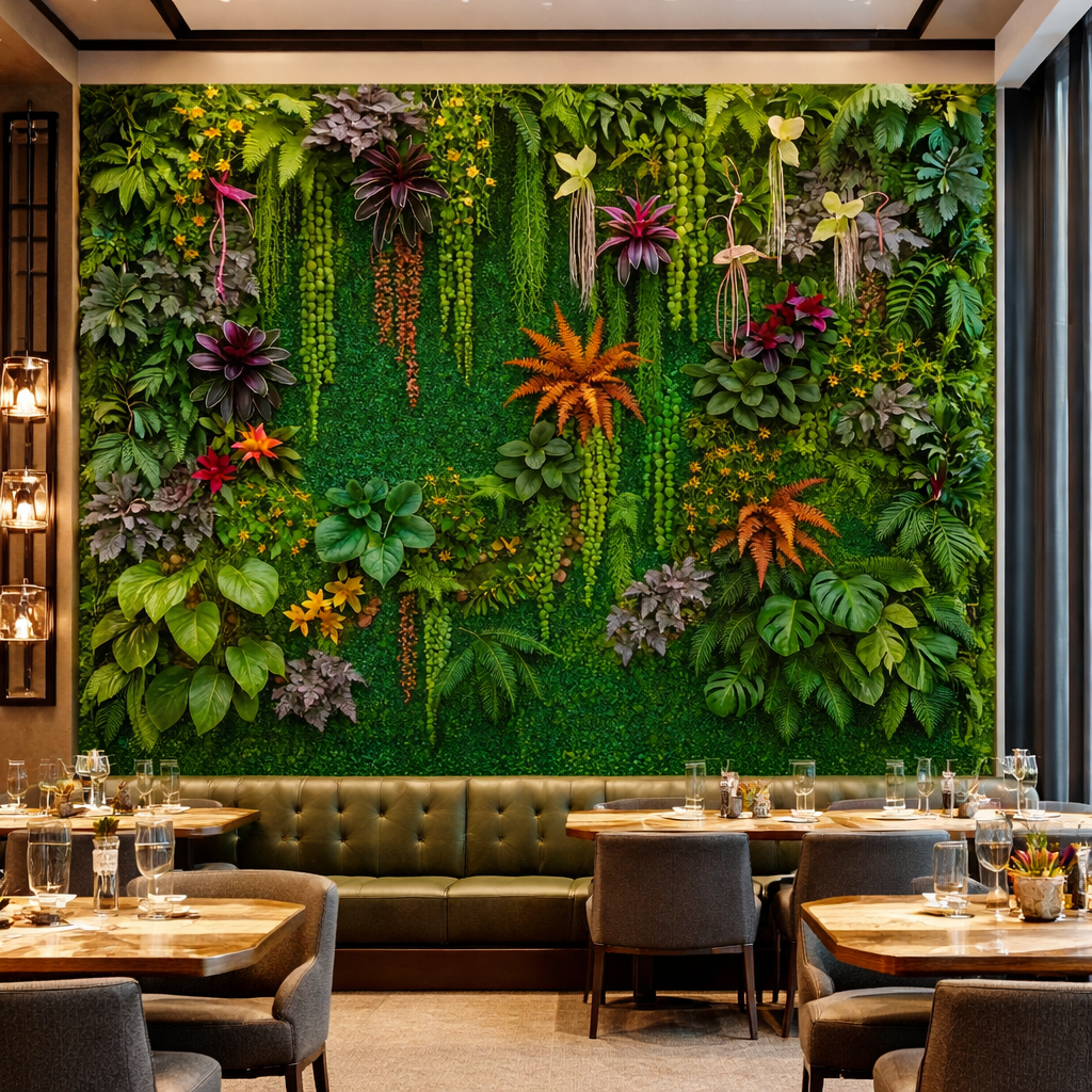 Exotic Botanical Wallpaper applied to the wall