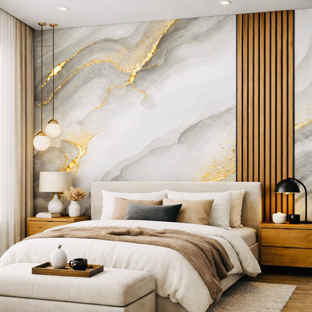 Regal Auric Wallpaper applied to the wall