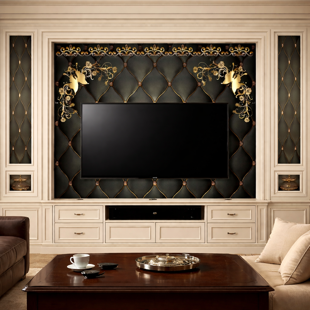 Regal Noir Wallpaper applied to the wall