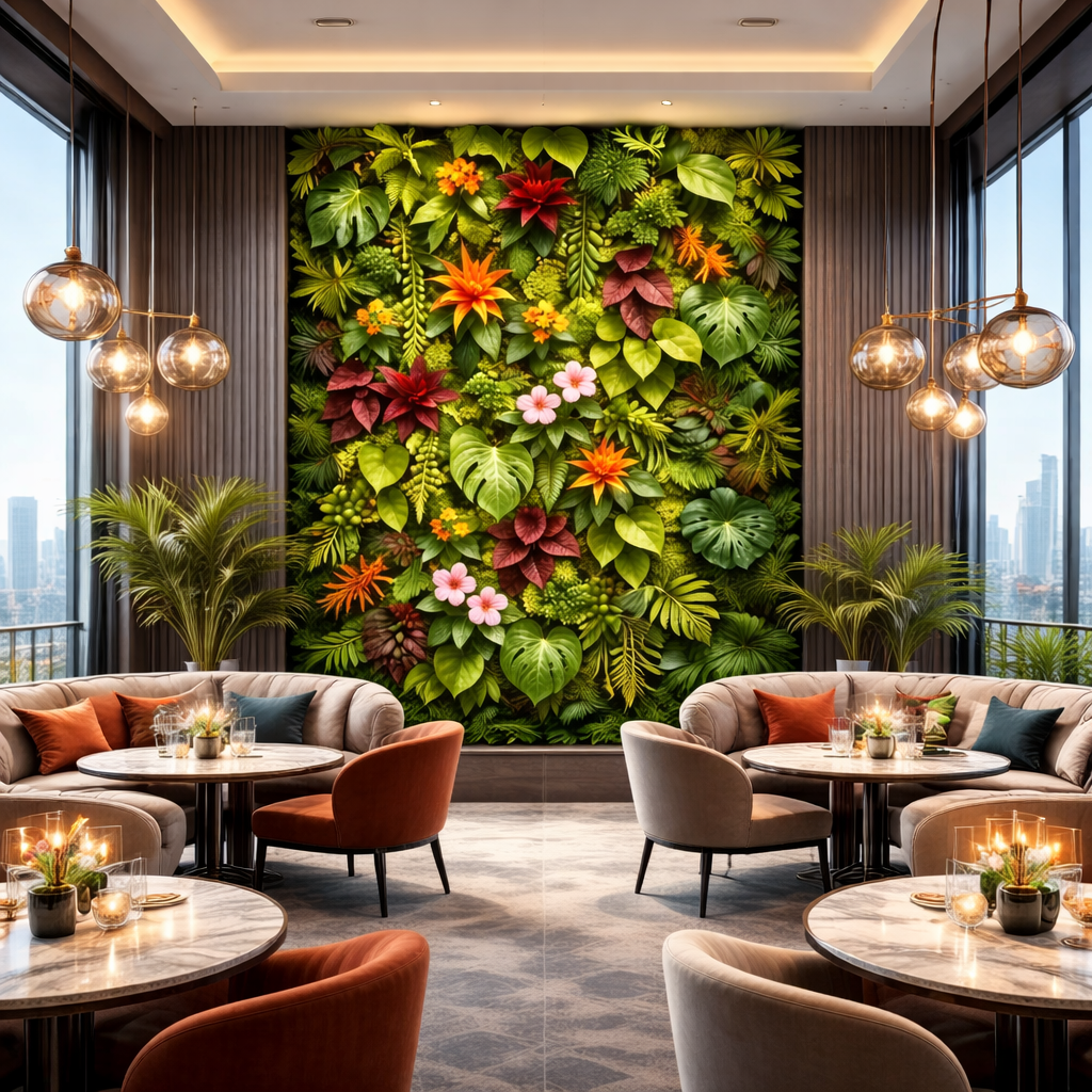 Exotic Floral Botanical Wallpaper applied to the wall