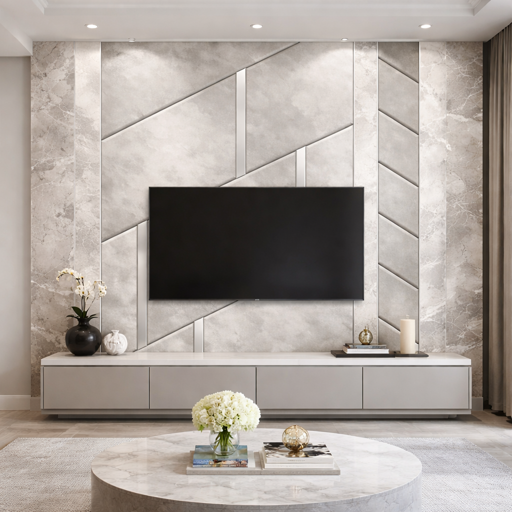 Architectural Geometry Wallpaper applied to the wall