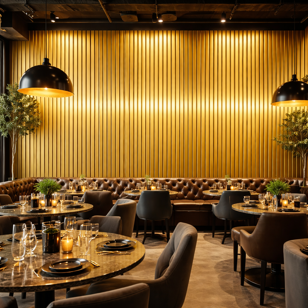 Golden Oak Slat Wallpaper applied to the wall