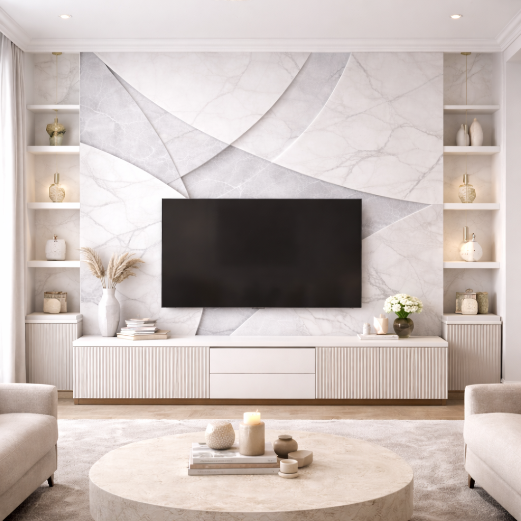 Fluid Marble Wallpaper applied to the wall