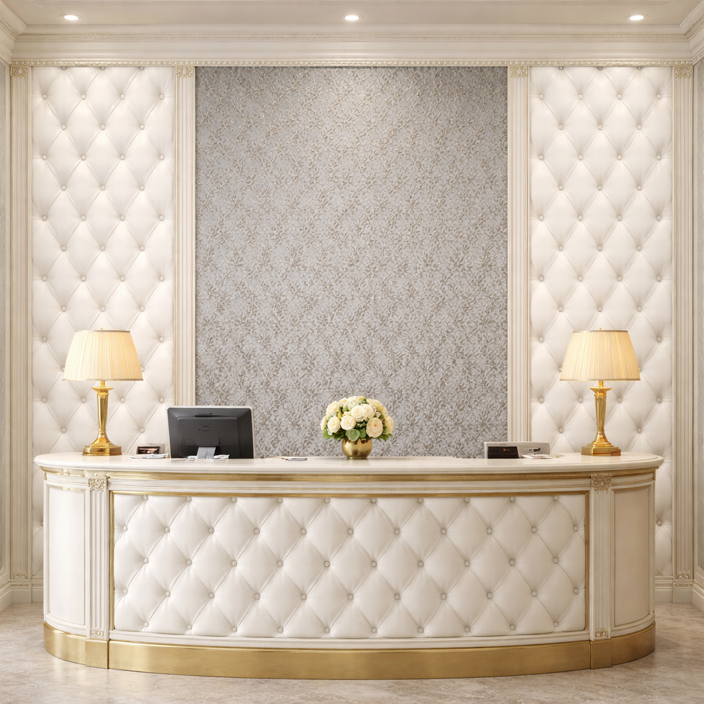 Tufted Panel Wallpaper applied to the wall