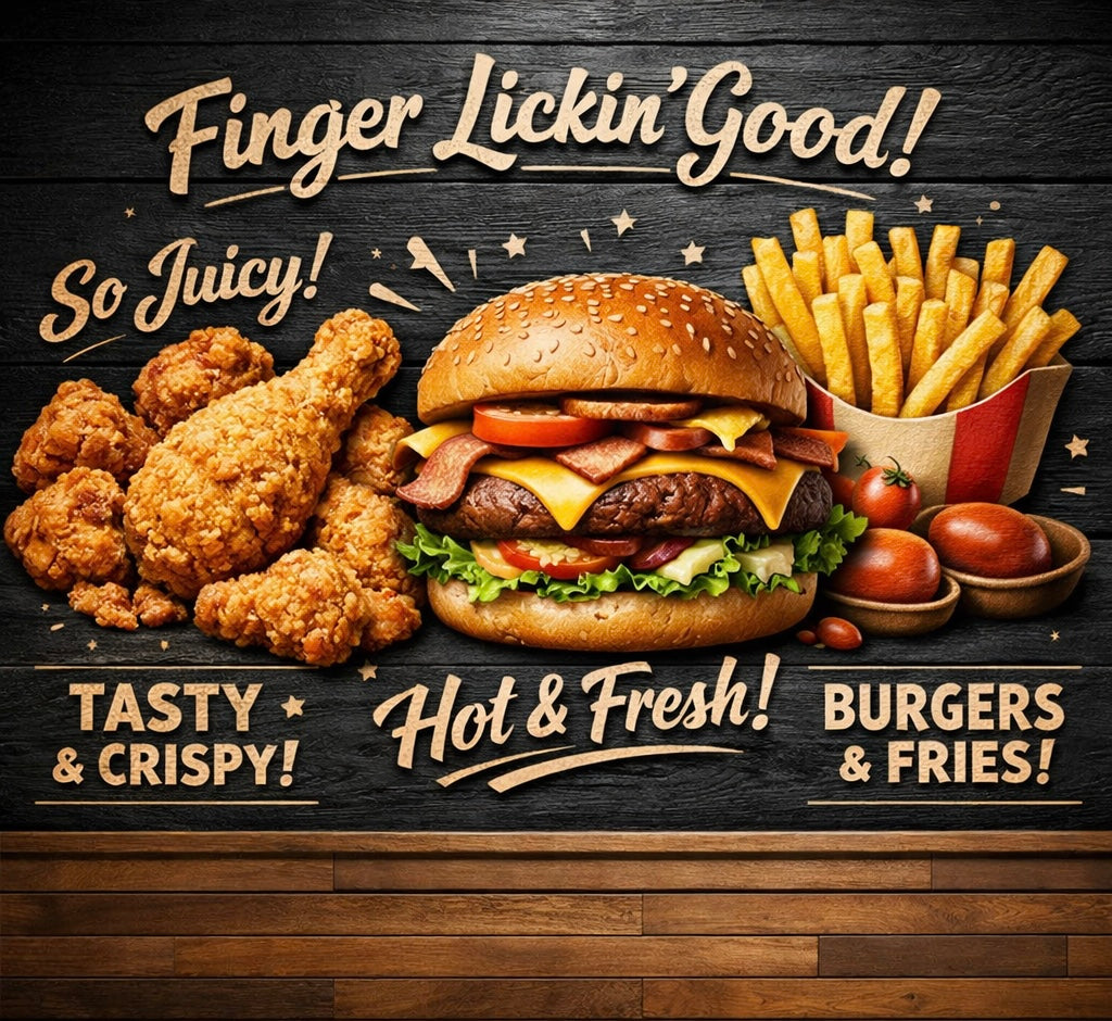 Finger Lickin’ Burger & Fries Wallpaper
