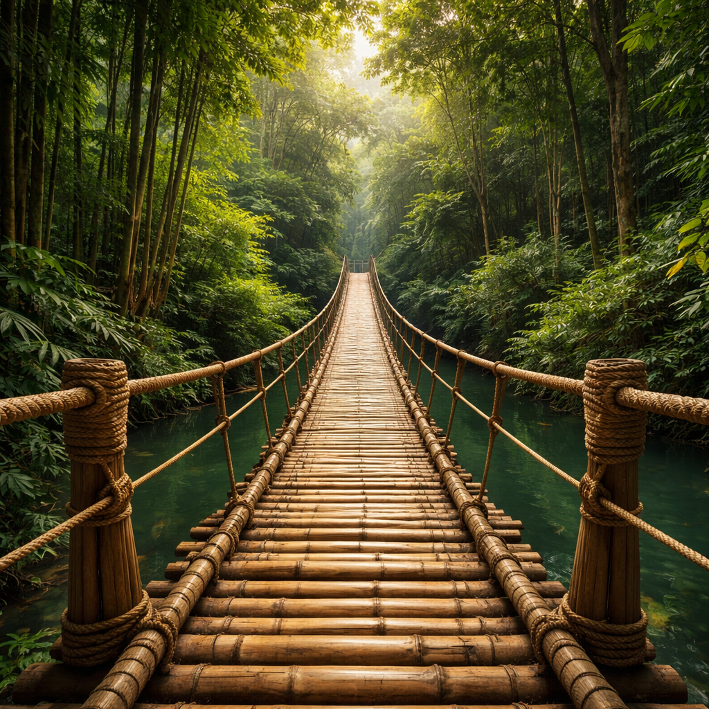 Bamboo Forest Bridge Wallpaper