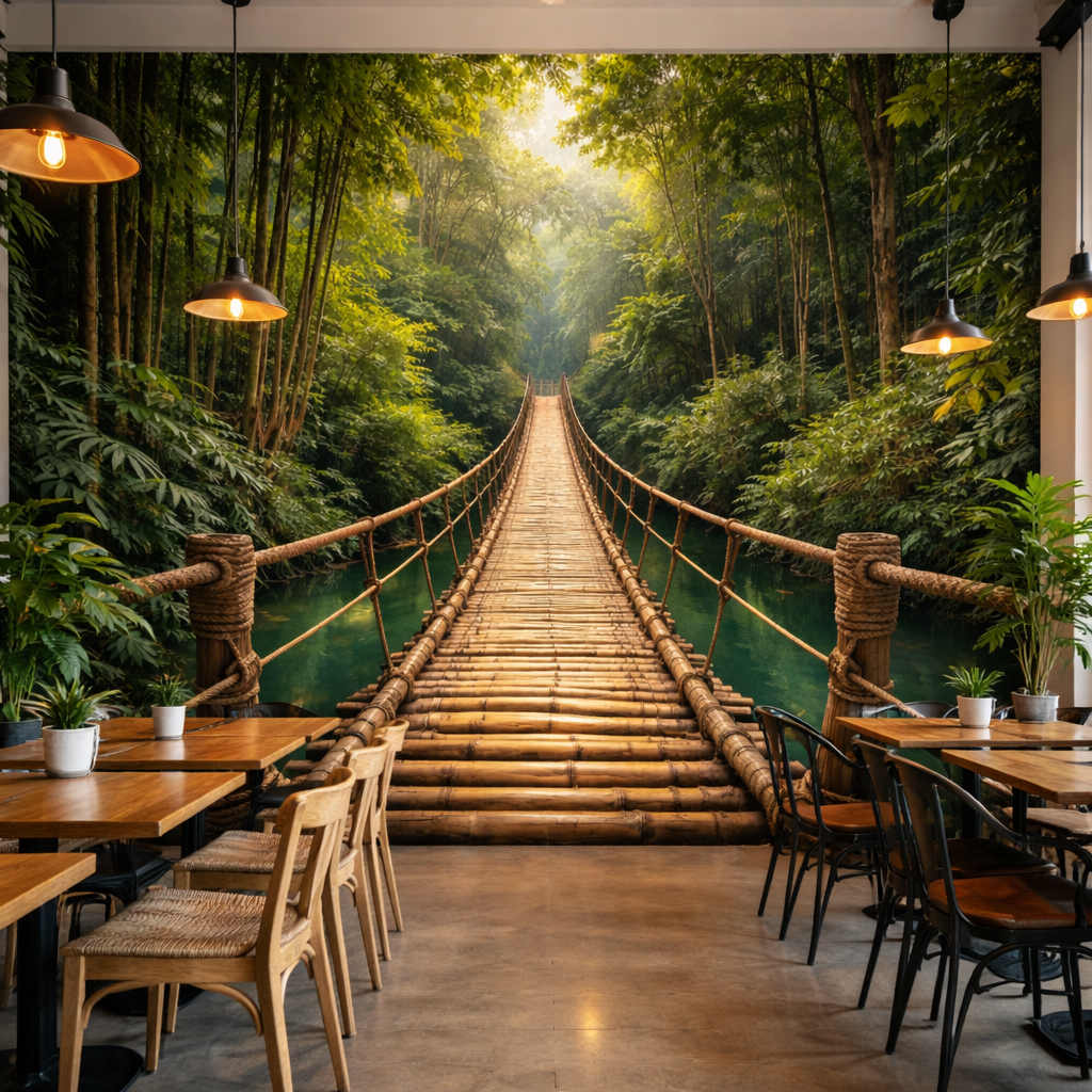 Bamboo Forest Bridge Wallpaper