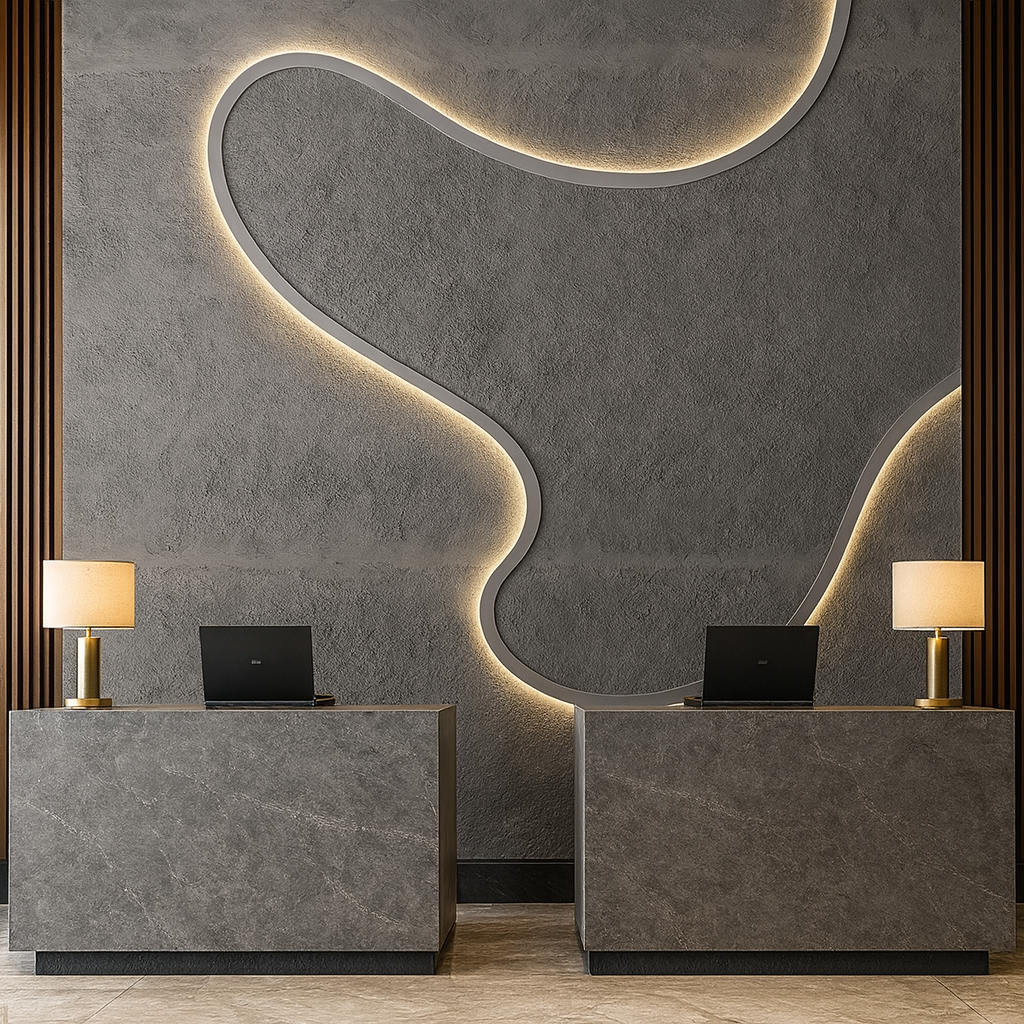 Luminous Curve Concrete Wallpaper