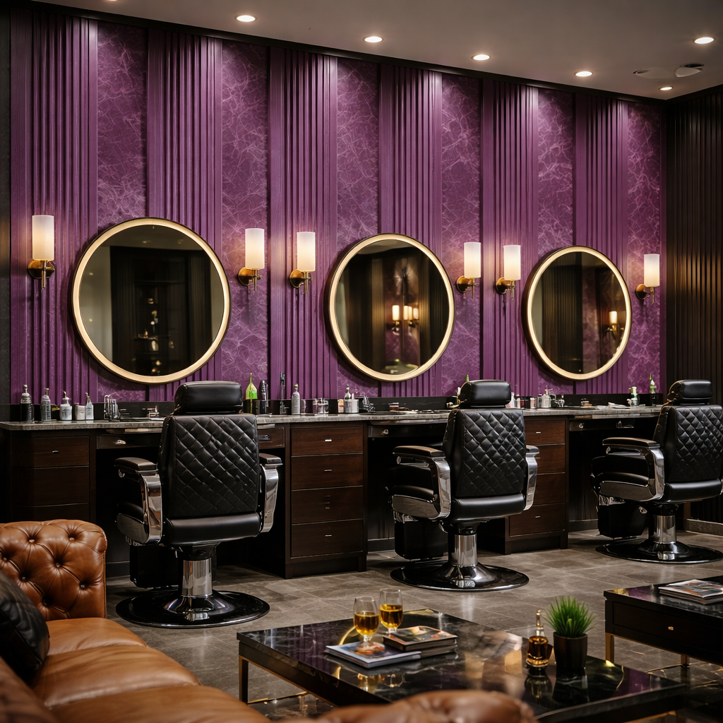 Plum Vertical Slats Wallpaper applied to the wall