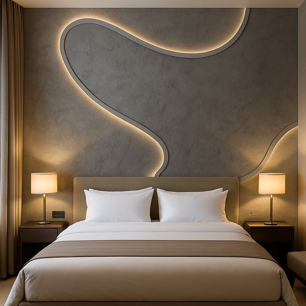 Luminous Curve Concrete Wallpaper