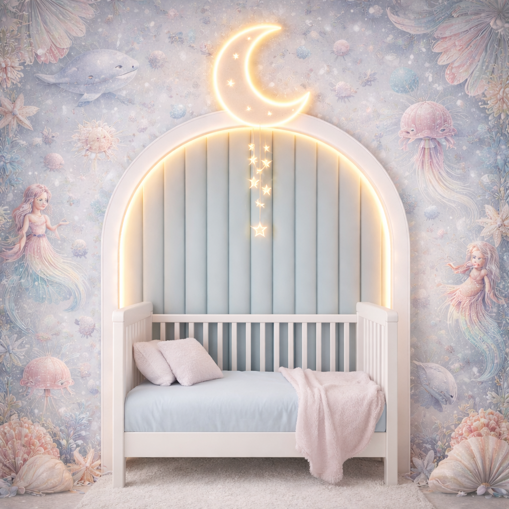 Ocean Moon Arch Wallpaper applied to the wall