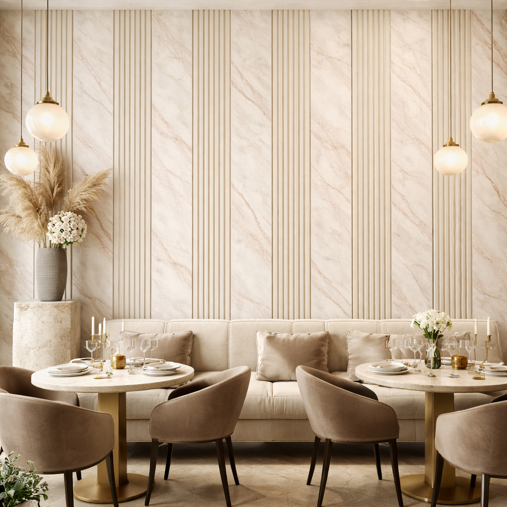 Fluted Marble Slats Wallpaper