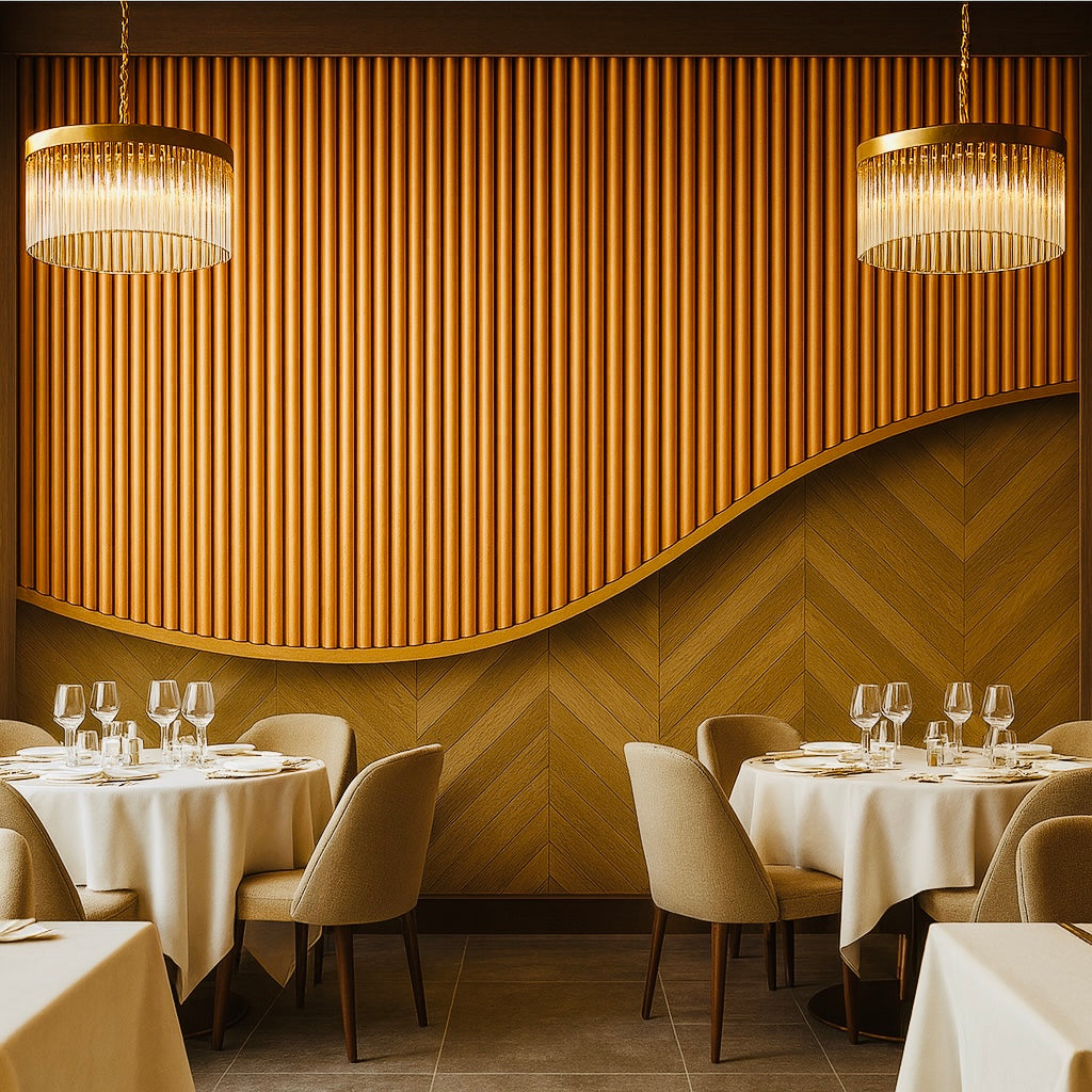 Curved Wood Panel Wallpaper