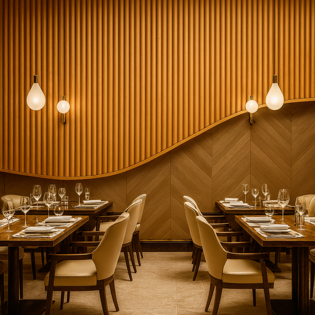 Curved Wood Panel Wallpaper