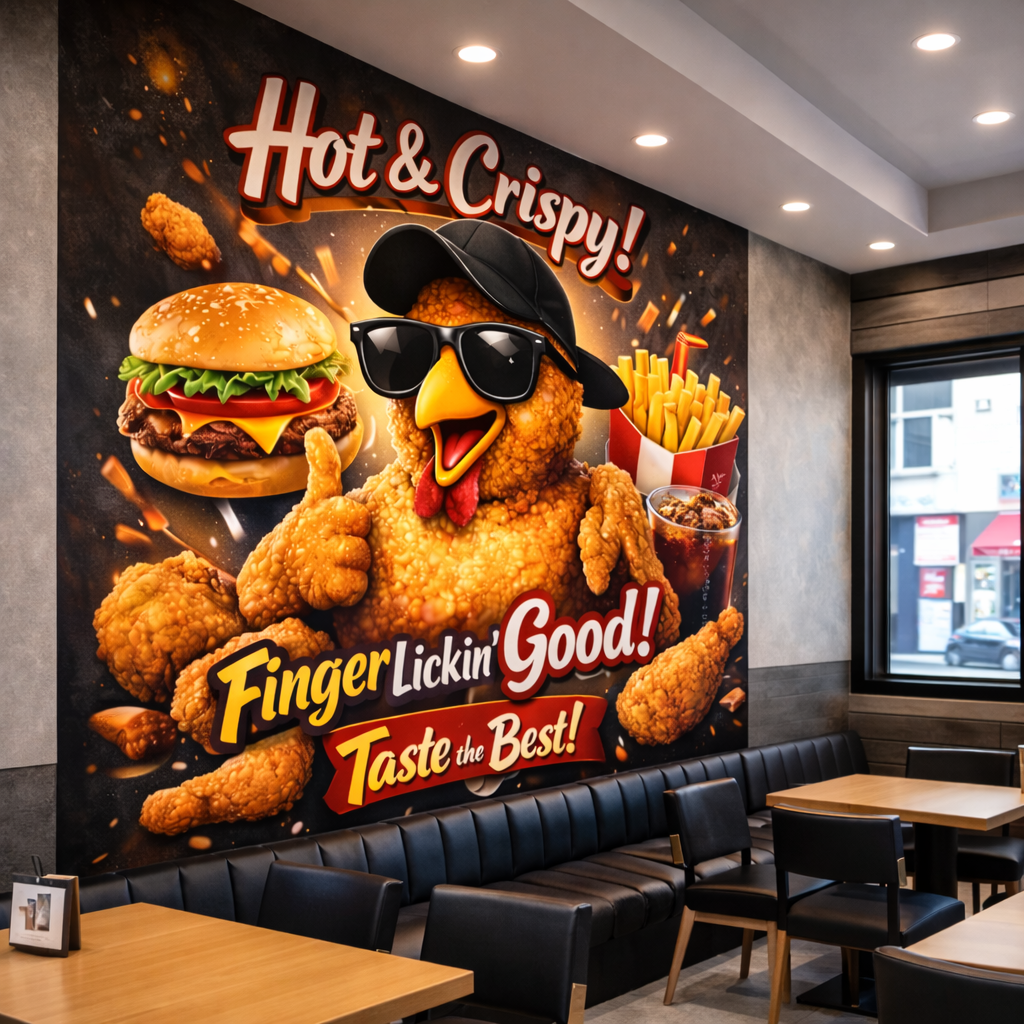 Hot & Crispy Fried Chicken Mural Wallpaper