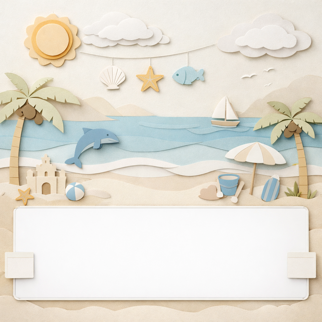 Wipeable Coastal Learning Wallpaper