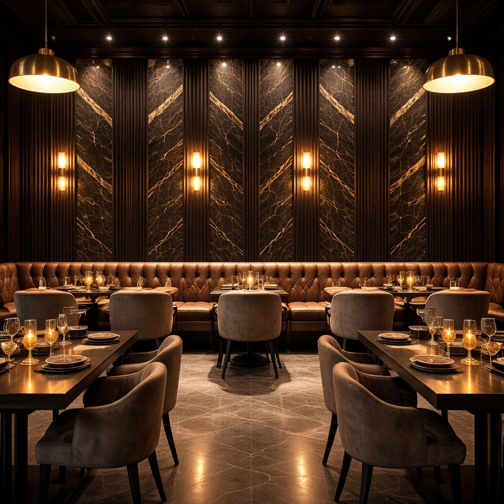 Ebony Marble Slat Wallpaper applied to the wall