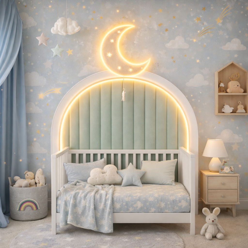 Celestial Moon Arch Wallpaper applied to the wall