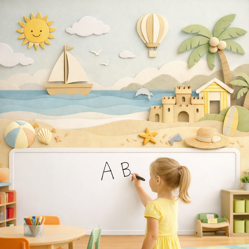 Wipeable Beach Learning Wallpaper