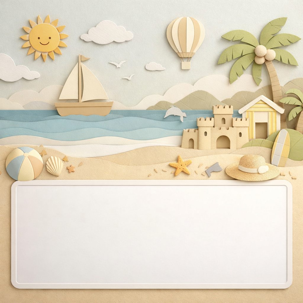 Wipeable Beach Learning Wallpaper