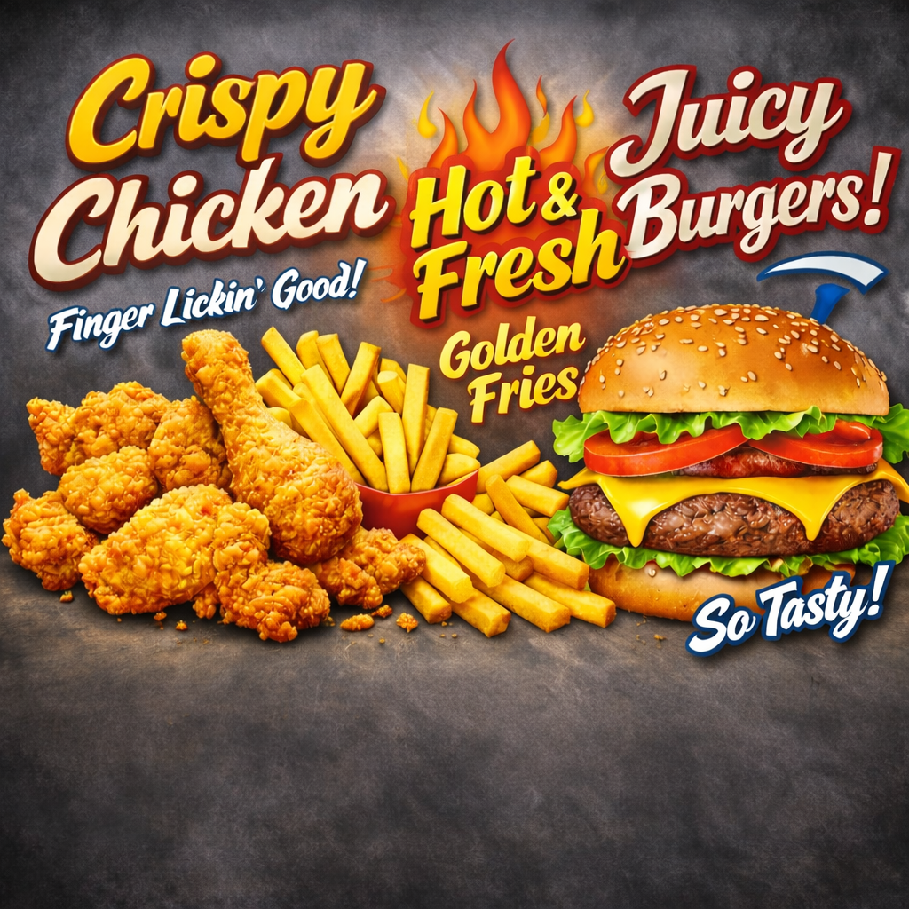 Crispy Chicken & Juicy Burger Wallpaper