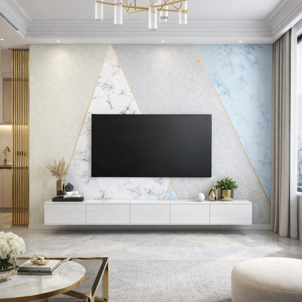 Marble Prism Wallpaper applied to the wall