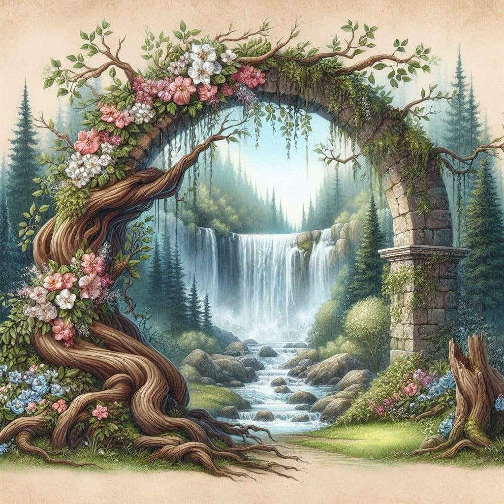 Waterfall Archway Wallpaper