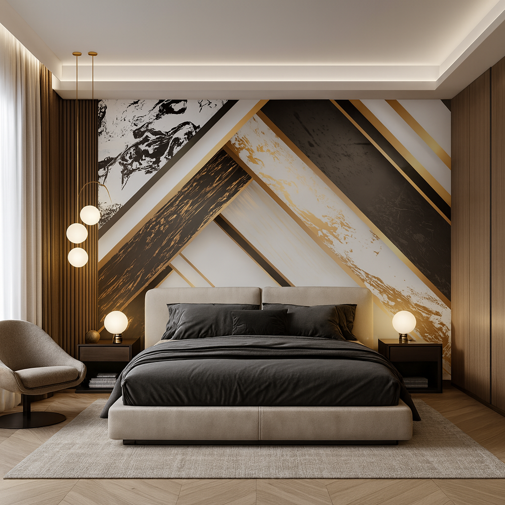 Gold & Black Abstract Wallpaper