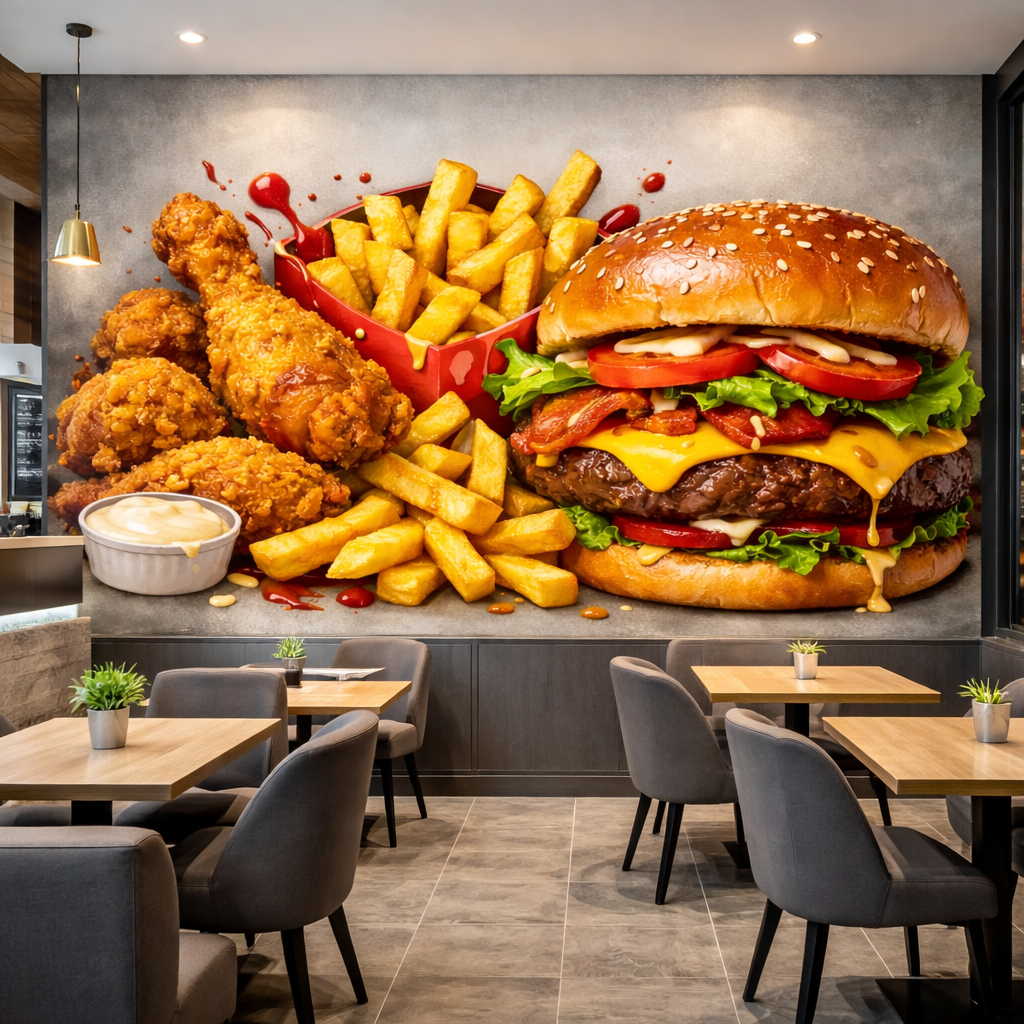 Gourmet Feast Wallpaper applied to the wall