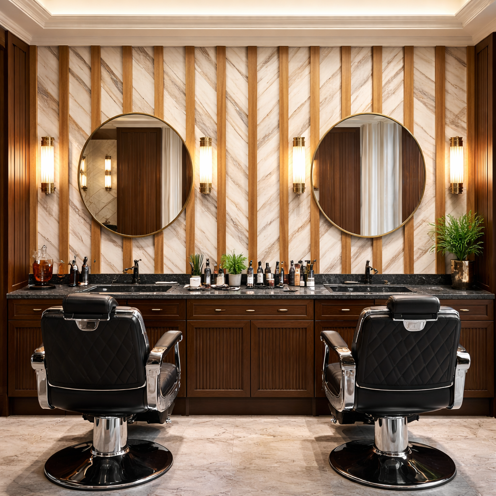 Marble Woodline Luxury Wallpaper applied to the wall