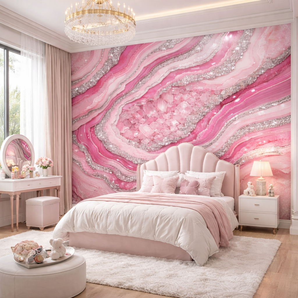 Pink Agate Glam Wallpaper