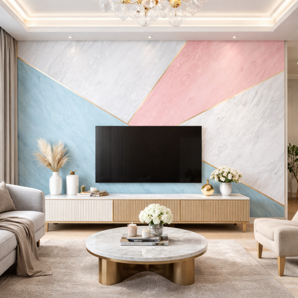 Pastel Marble Wallpaper applied to the wall