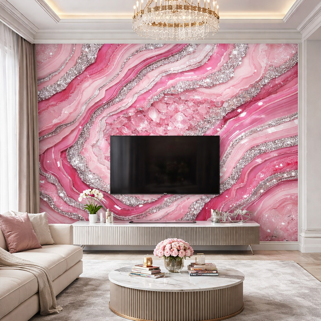 Pink Agate Glam Wallpaper