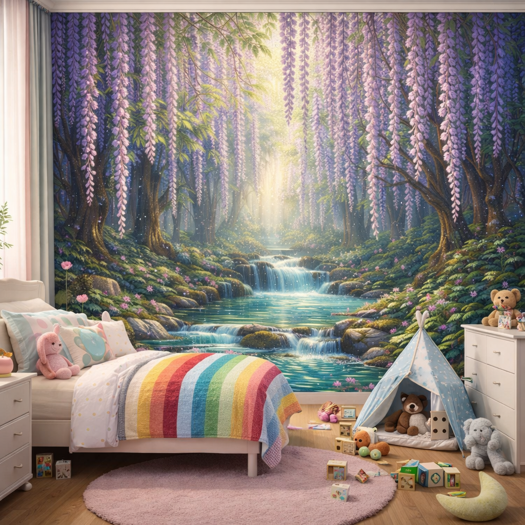 Wisteria Waterfall Wallpaper