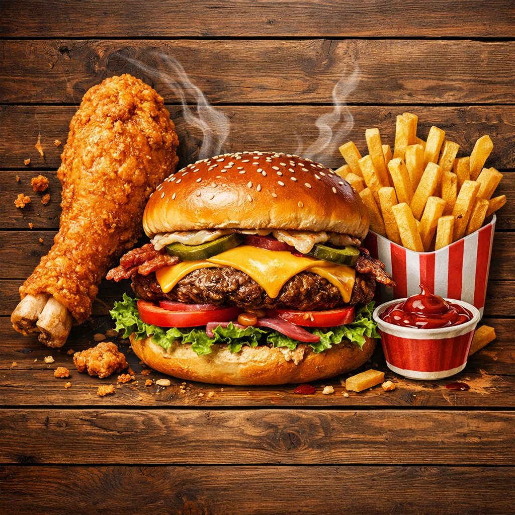 Gourmet Fast Food Feast Wallpaper