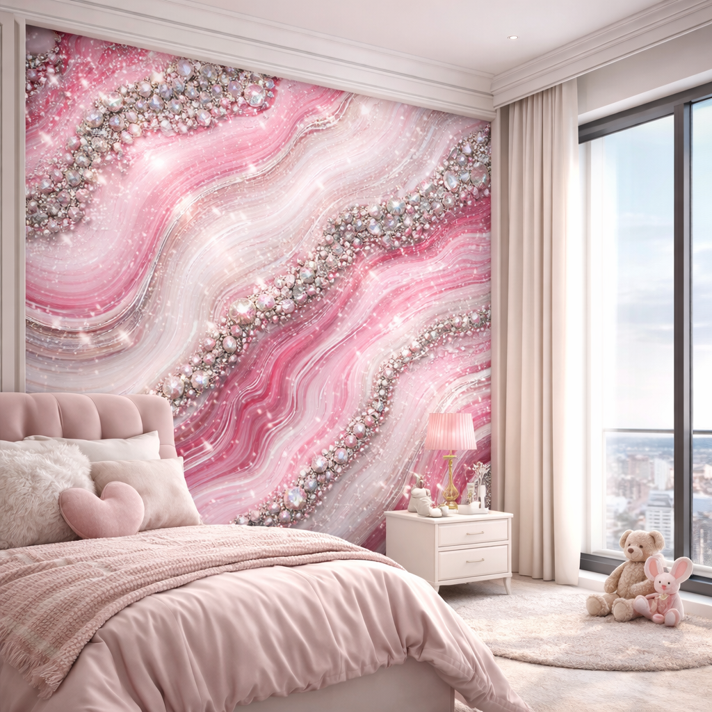 Blush Crystal Wave Wallpaper