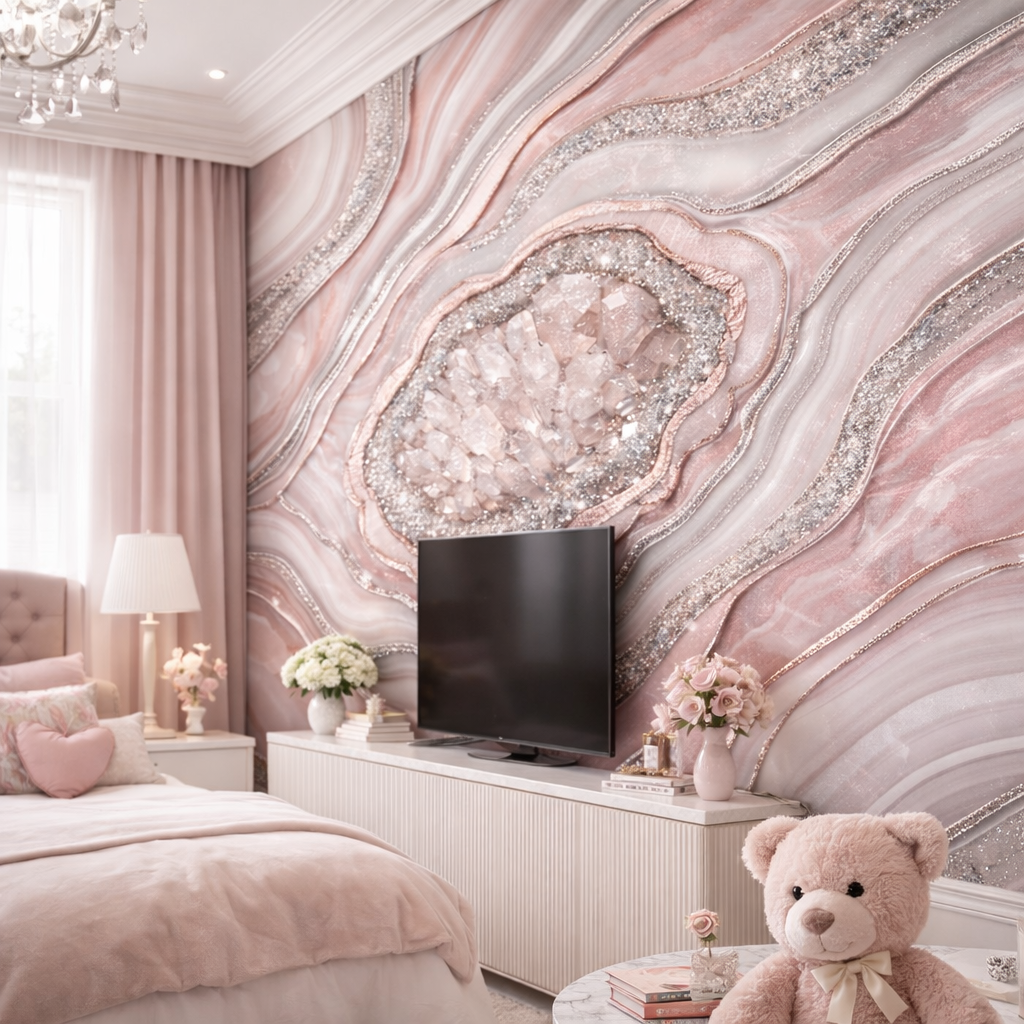 Blush Crystal Geode Wallpaper