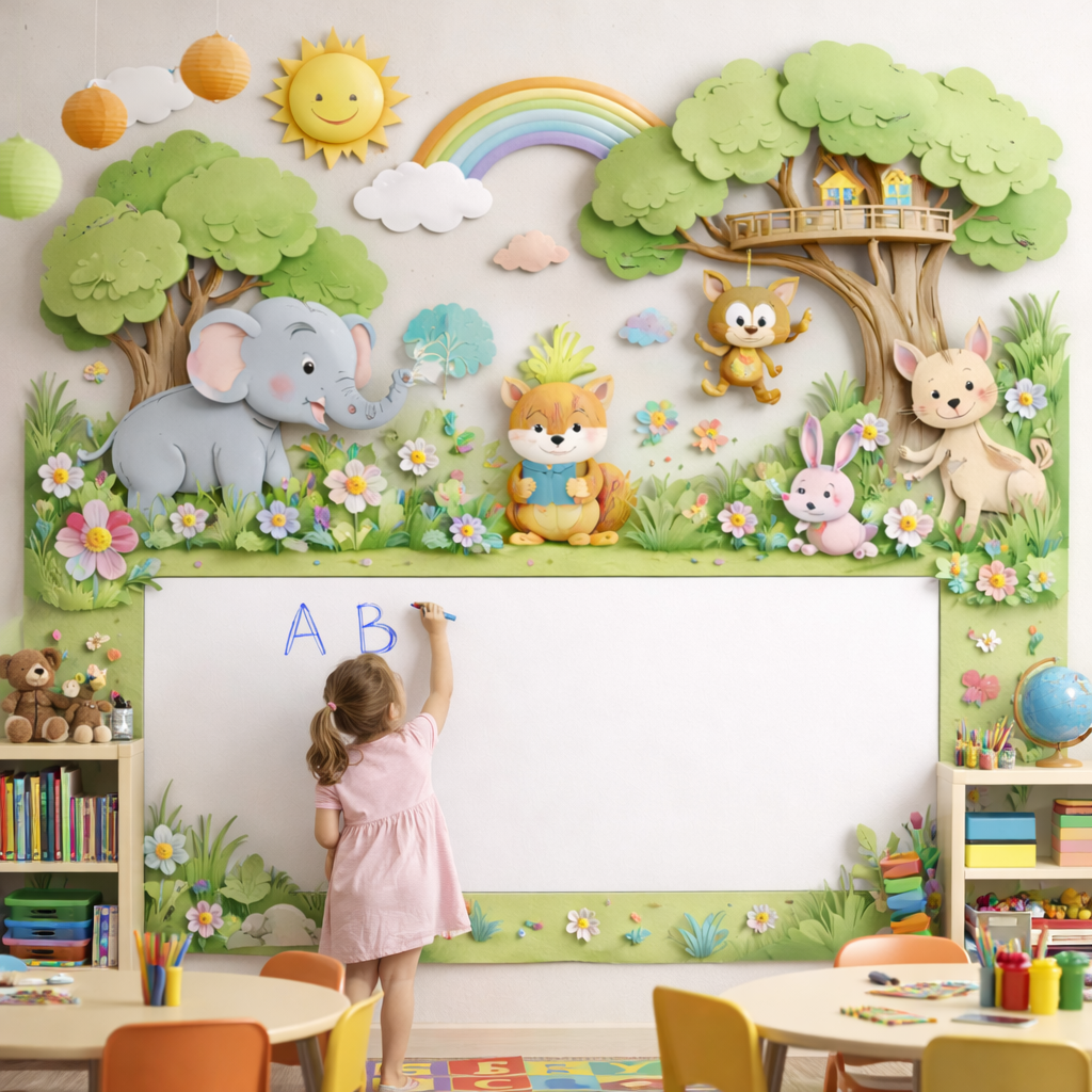 Wipeable Woodland Friends Wallpaper