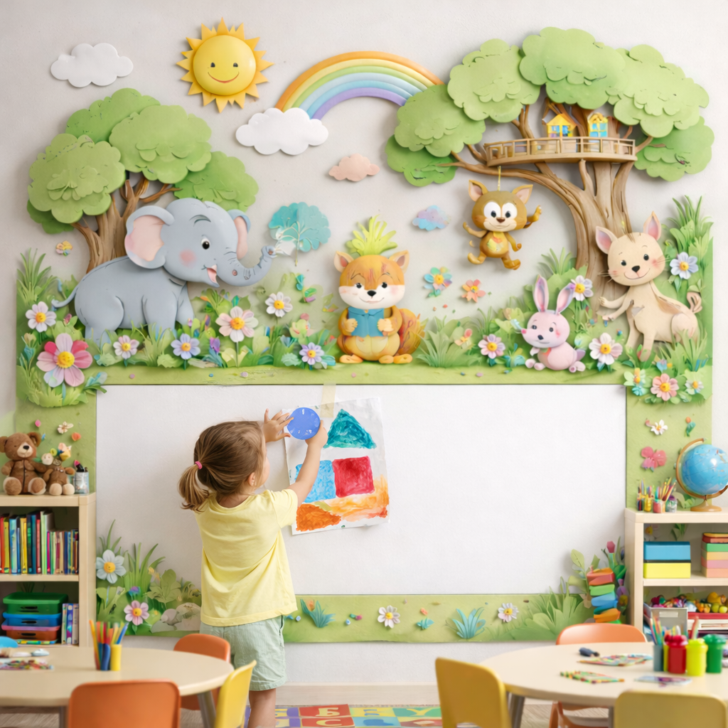 Wipeable Woodland Friends Wallpaper