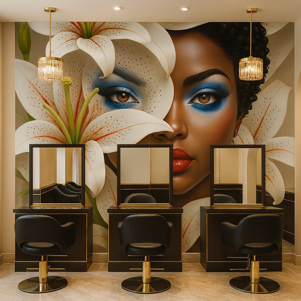 Floral Muse Beauty Wallpaper applied to the wall