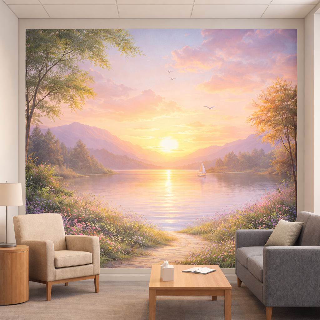 Serene Sunrise Lakescape Wallpaper