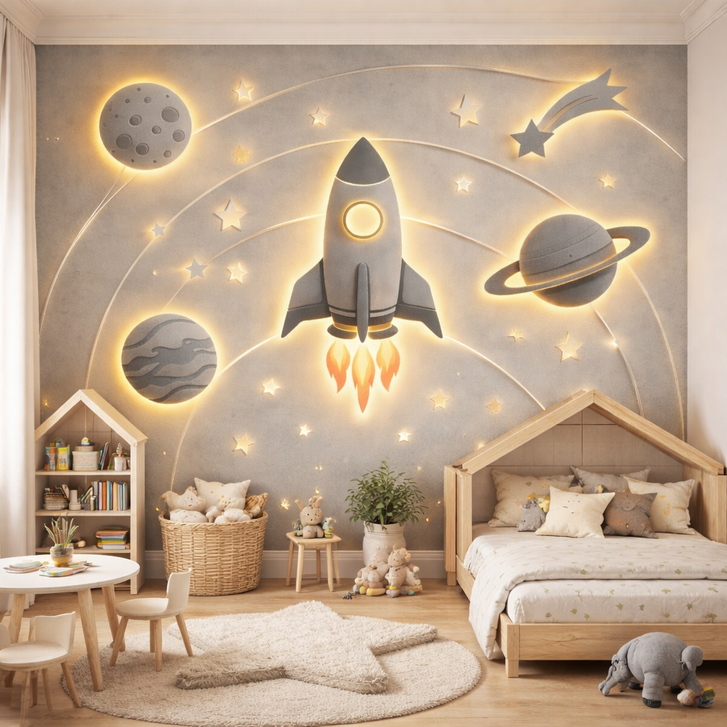 Glow Rocket Space Wallpaper