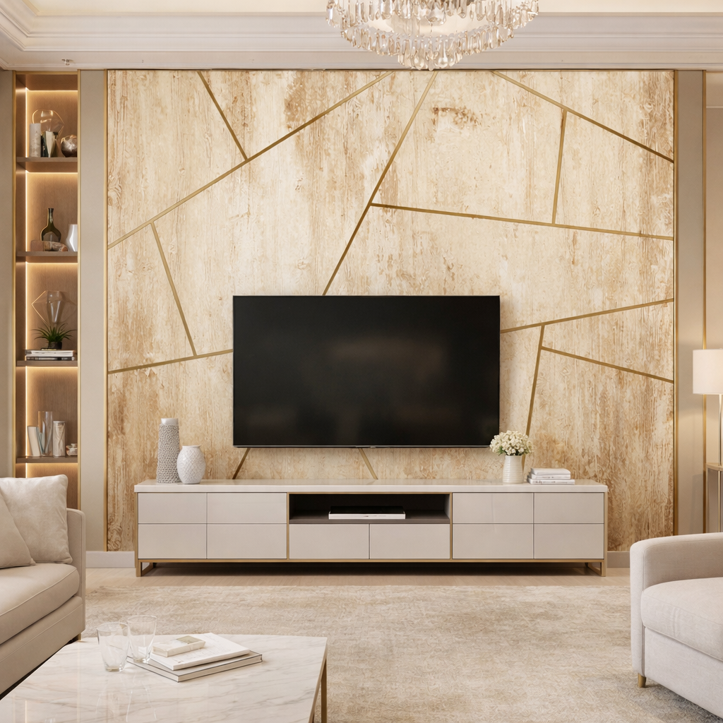Aurelia Stone Wallpaper applied to the wall