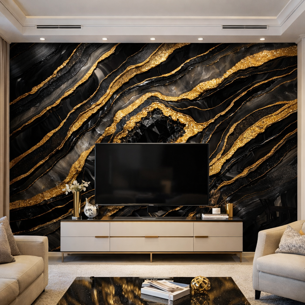 Obsidian Gold Vein Wallpaper