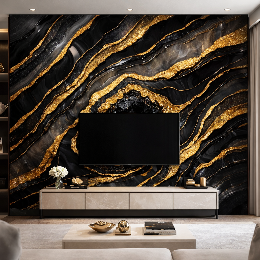 Obsidian Gold Vein Wallpaper