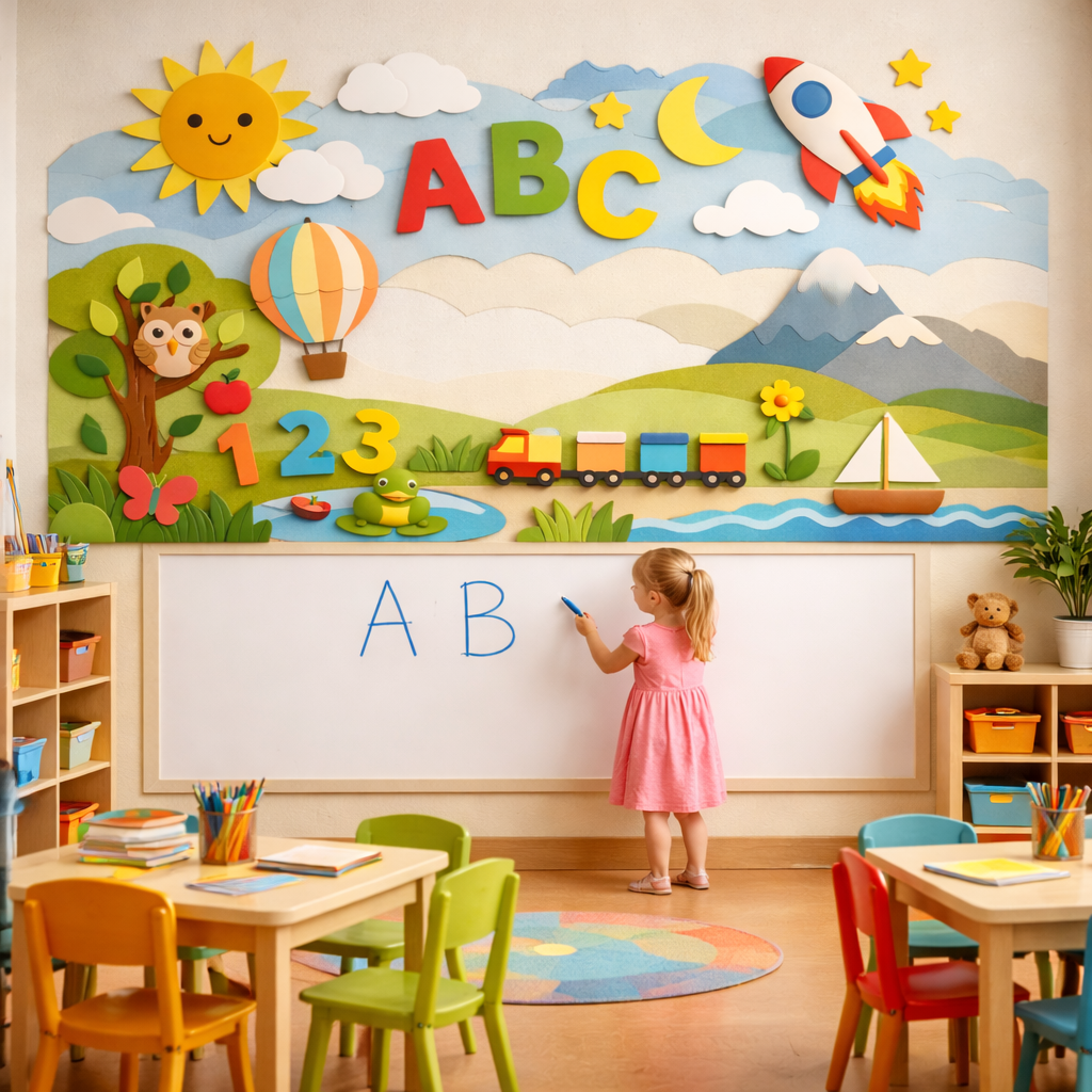 Wipeable Kids Drawing Wallpaper