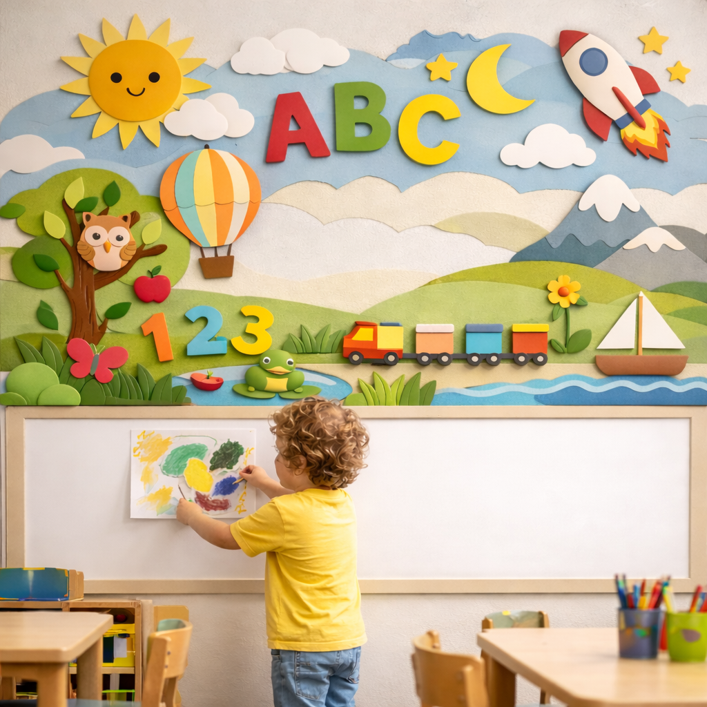 Wipeable Kids Drawing Wallpaper