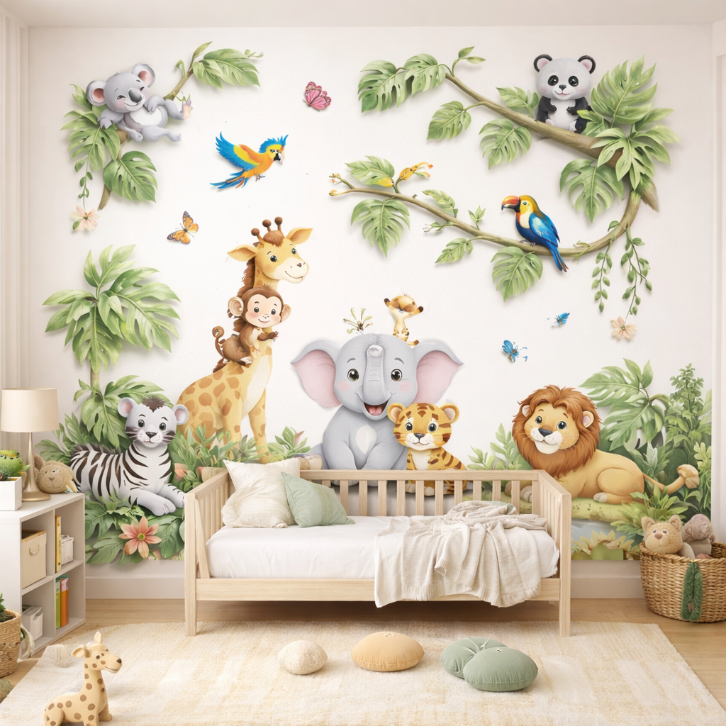 Jungle Joy Wallpaper applied to the wall