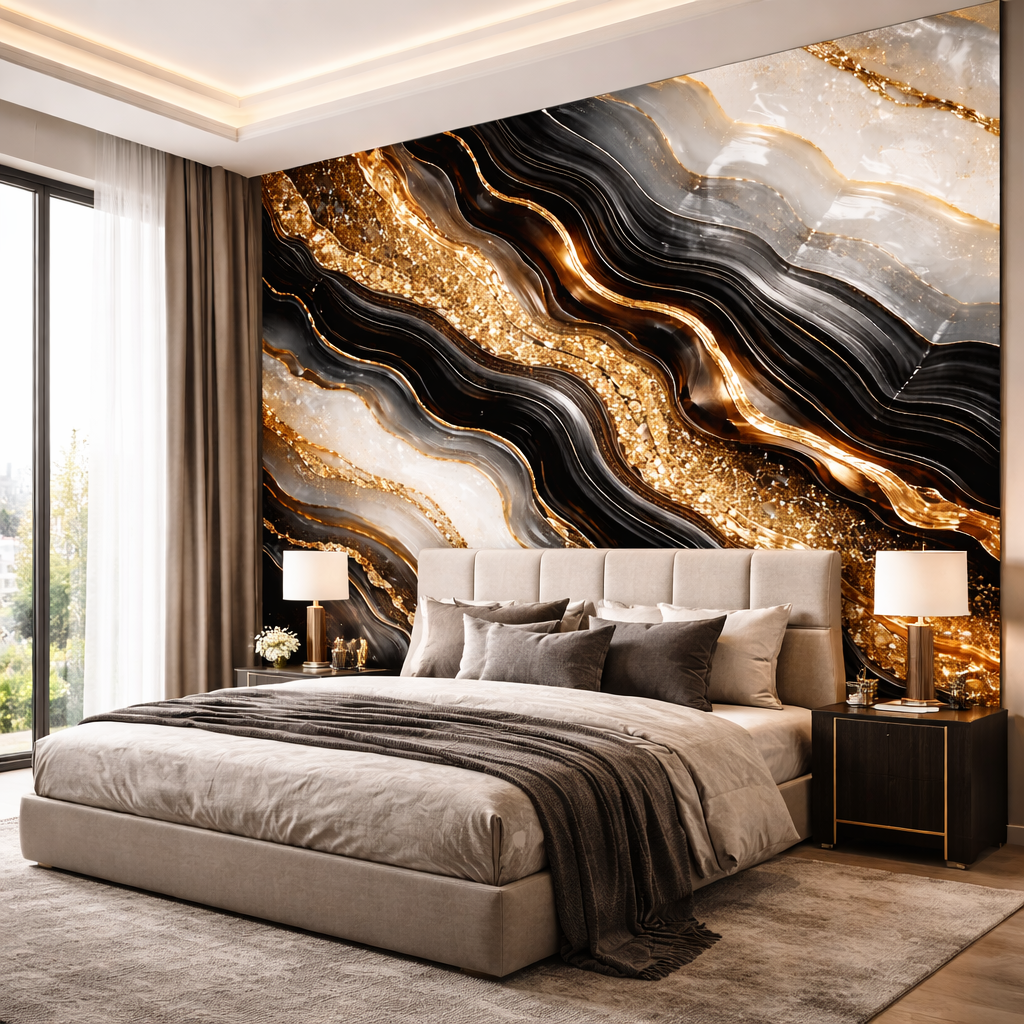 Midnight Gold Vein Wallpaper