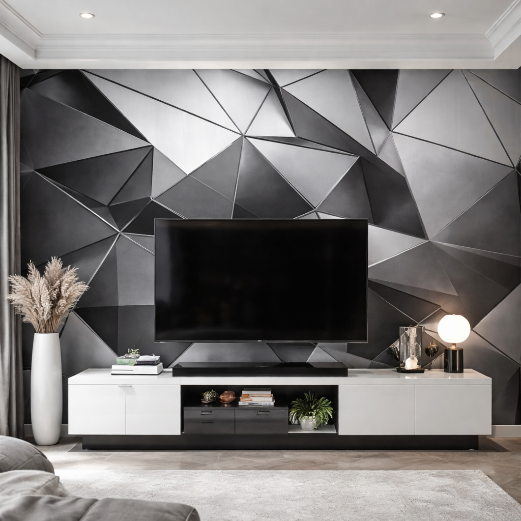 Obsidian Facet Wallpaper applied to the wall